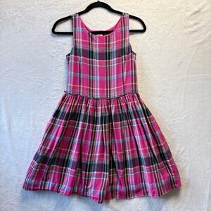 Polo Ralph Lauren Girls Plaid Flannel Dress Size 16 Pink Collegiate Prep